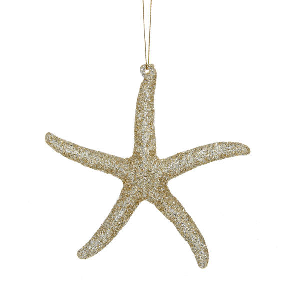 Item 106053 Glittered Gold Starfish Ornament