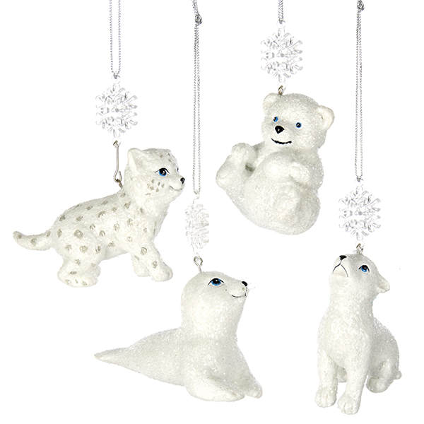 Item 106178 Snowy Wolf/Bear/Seal/Leopard Ornament