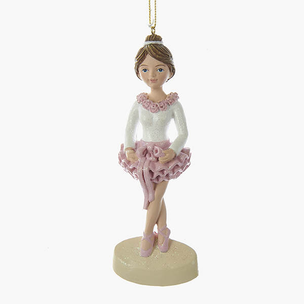 Item 106215 Personalizable Ballerina Girl In White/Pink Dress Ornament