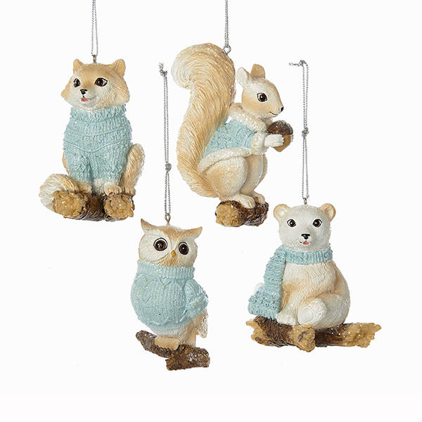 Item 106238 Icy Blue Fox/Squirrel/Owl/Polar Bear Ornament