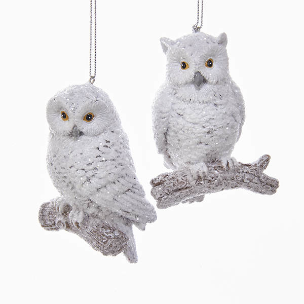 Item 106242 White Owl With Branch Ornament