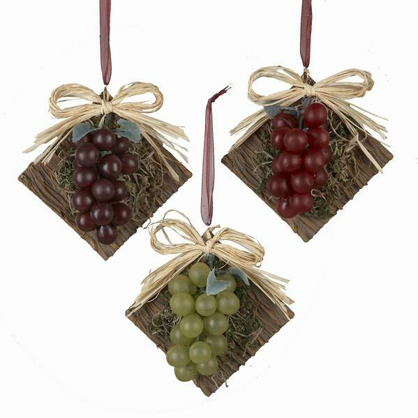 Item 106247 Purple/Red/Green Grapes With Board & Bow Ornament