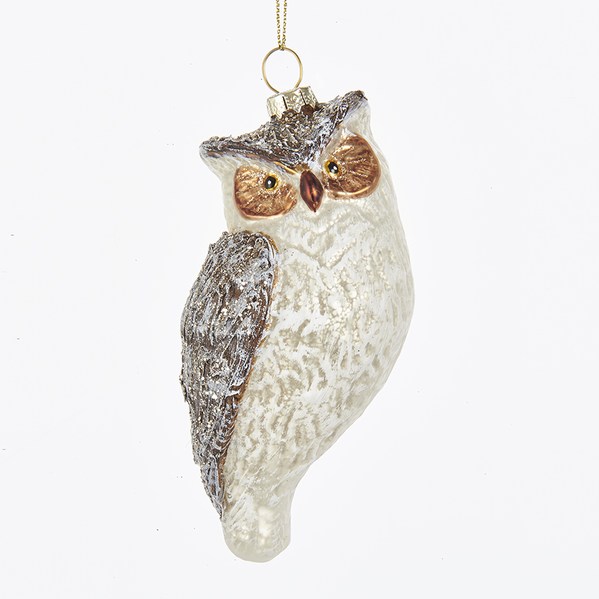 Item 106438 Silver/White Owl With Glitter Ornament