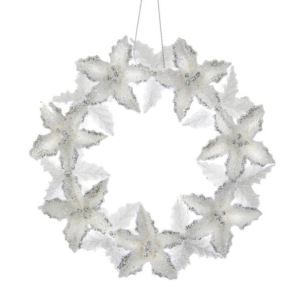 Item 106468 White/Silver Glittered Wreath Ornament