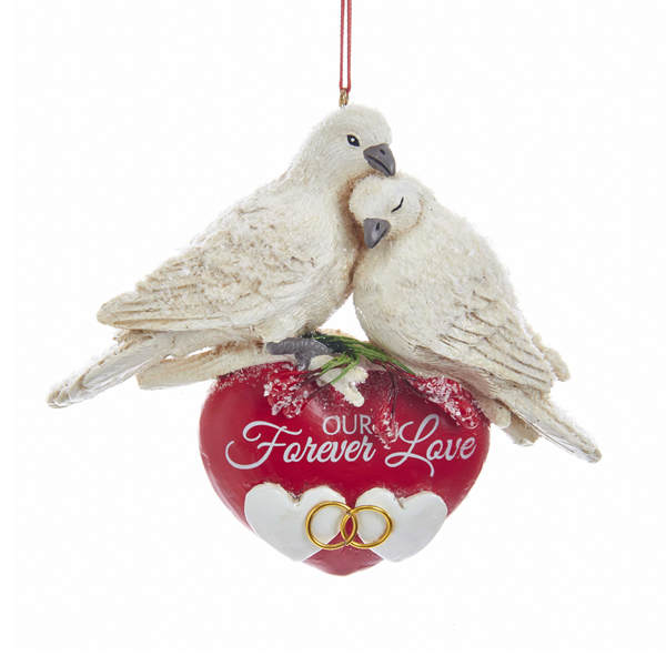 Item 106514 Wedding Doves On Heart Birch Berries Ornament