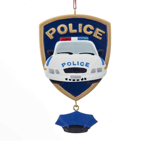 Item 106524 Police Car On Badge With Hat Ornament