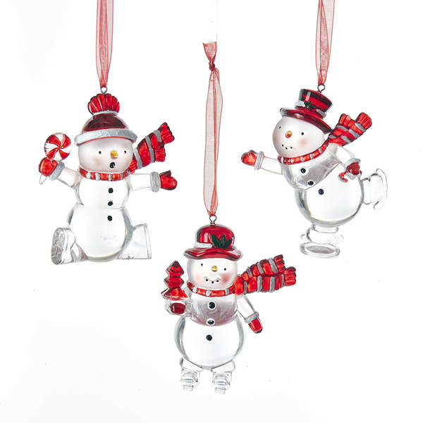 Item 106543 Red/Clear Snowman Ornament