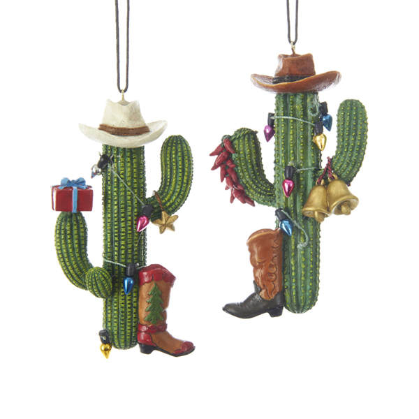 Item 106559 Western Cactus With Boot/Hat Ornament