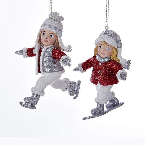 Item 106585 Red & Silver Skating/Snowboarding Girl Ornament