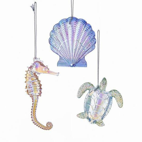 Item 106916 Iridescent Sea Shell/Seahorse/Turtle Ornament