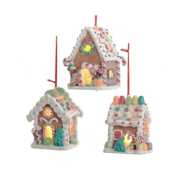Item 107128 Gingerbread LED Candy House Ornament