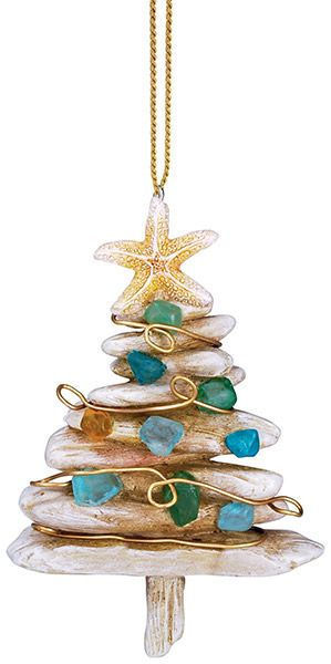 Item 108095 Faux Driftwood Tree With Sea Glass Ornament
