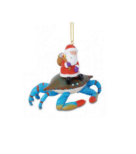 Item 108223 Blue Crab With Santa Ornament - Myrtle Beach
