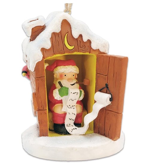 Item 109508 Santa In Outhouse Ornament