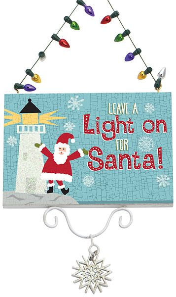 Item 109989 Leave Light On Santa Ornament