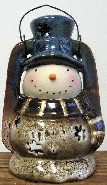 Item 127045 Small Brown Snowman Lantern