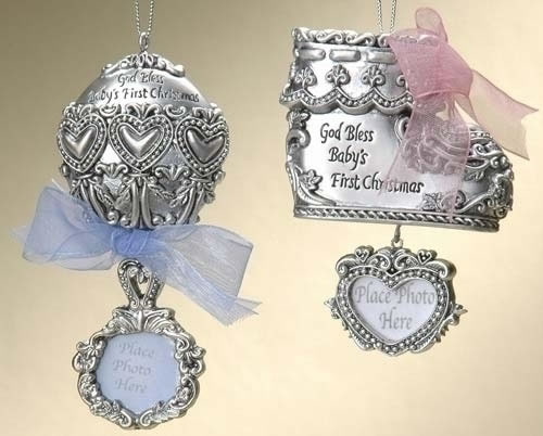 Item 134484 Silver Baby Rattle/Shoe Photo Frame Ornament