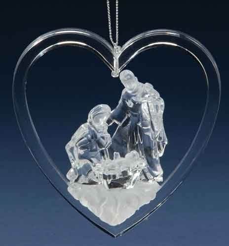 Item 134862 Clear Holy Family Heart Ornament
