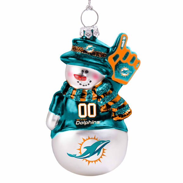 Item 141344 Miami Dolphins Glittered Snowman Ornament