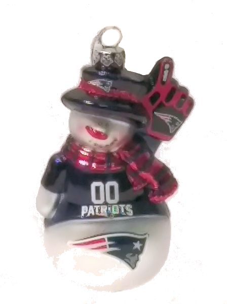Item 141352 New England Patriots Glittered Snowman Ornament
