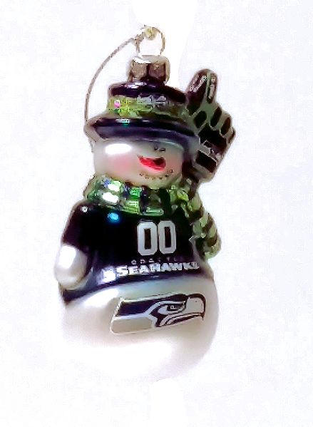 Item 141355 Seattle Seahawks Glittered Snowman Ornament