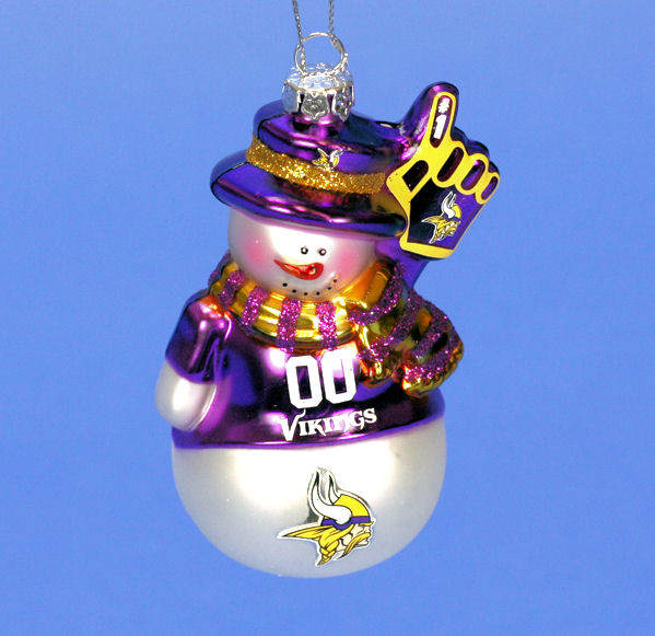 Item 141357 Minnesota Vikings Glittered Snowman Ornament