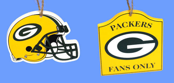 Item 141464 Green Bay Packers Helmet/Fans Only Sign Ornament