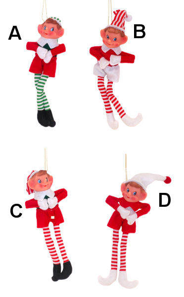 Item 146049 Bendable Striped Green/Red/White Pixie Ornament