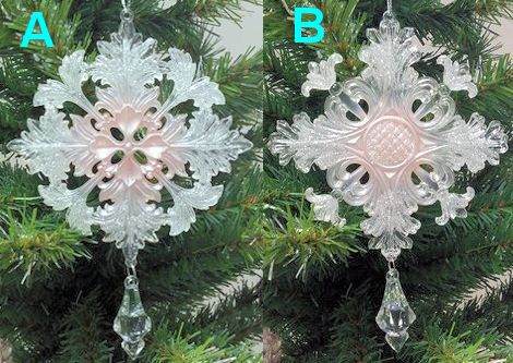 Item 147000 Clear/Pink Snowflake With Drop Ornament