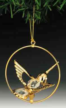 Item 161006 Gold Crystal Bee Hummingbird Ornament
