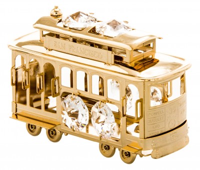Item 161010 Gold Crystal Cable Car Ornament