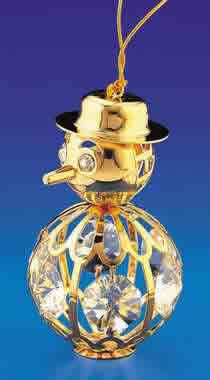 Item 161020 Gold Crystal Small Snowman Ornament