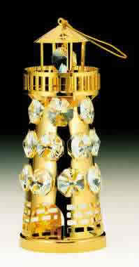 Item 161021 Gold Crystal Lighthouse Ornament