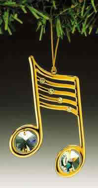 Item 161039 Gold Crystal Musical Note Ornament