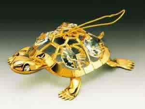 Item 161043 Gold Crystal Turtle Ornament