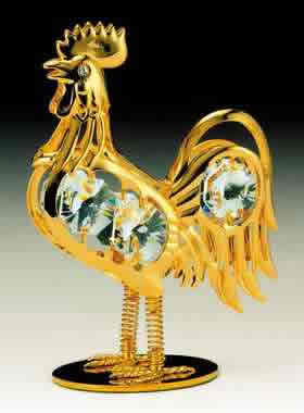 Item 161061 Gold Crystal Rooster Ornament
