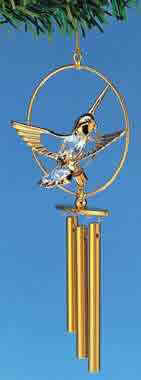 Item 161078 Gold Crystal Hummingbird Wind Chime Ornament