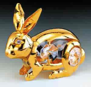 Item 161105 Gold Crystal Rabbit Ornament