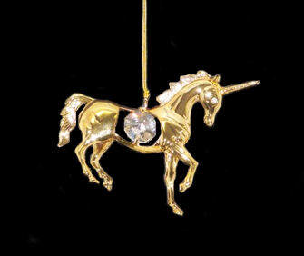 Item 161116 Gold Crystal Unicorn Ornament