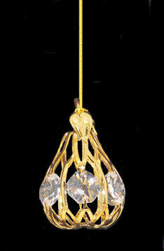 Item 161147 Gold Crystal Pear Ornament