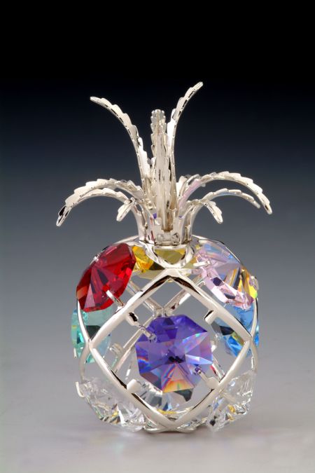 Item 161206 Silver Crystal Mini Pineapple Ornament