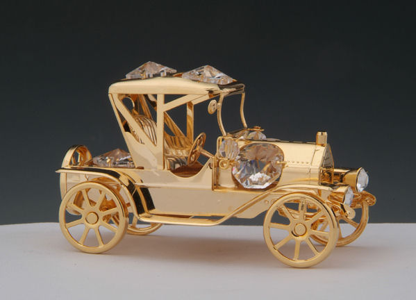Item 161265 Gold Crystal Vintage Car Ornament