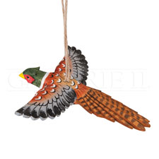 Item 177243 Carved Wood Flying Pheasant Ornament