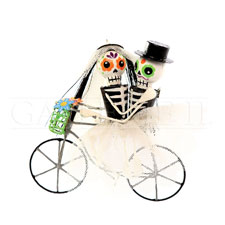 Item 177295 Day of the Dead Bride & Groom On Bicycle Ornament