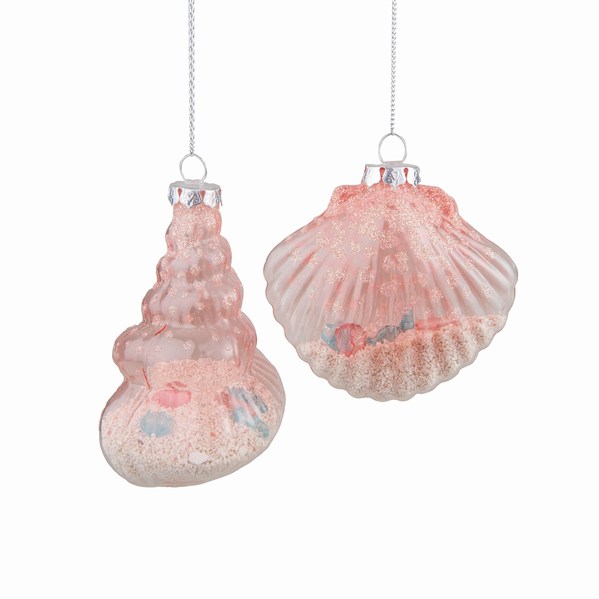 Item 177426 Coral Pink Glitter Seashell Ornament