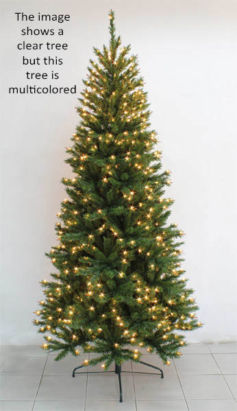 Item 183055 7.5 Foot Narrow Rocky Mountain Pine Pre-Lit Artificial Christmas Tree With 650 Multicolor Brilliant Lights
