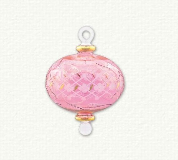 Item 186085 Pink/Gold Wide Ball With Etching Ornament