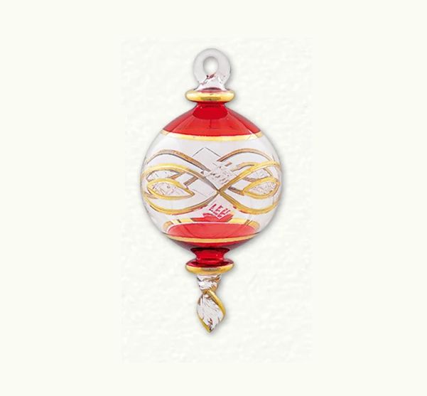 Item 186131 Christmas Red/Clear/Gold Ball With Etching Ornament