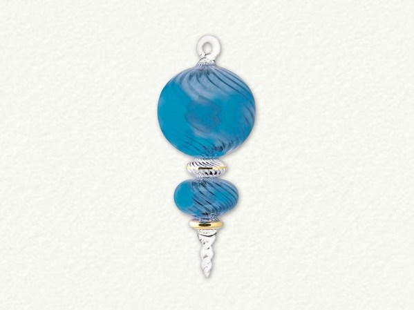 Item 186259 Blue Curved Ball With Flat Disc & Twist Drop Ornament