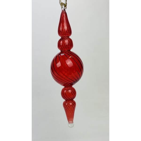 Item 186365 Christmas Red Swirl Ball Finial Ornament